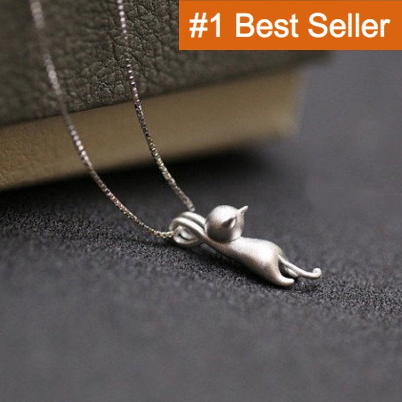 Cute Sterling Silver Cat Necklace necklace GrindStyle