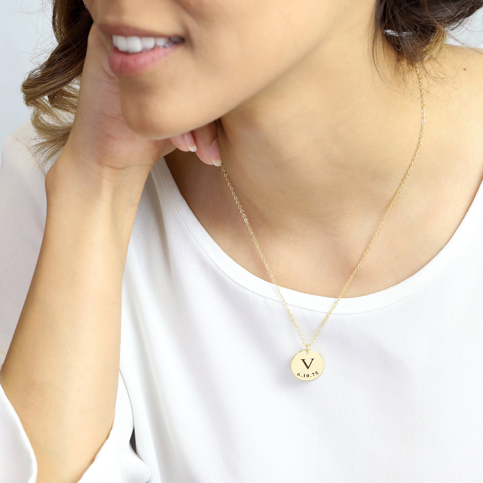 Personalized Initial & Date Pendant Necklace necklace GrindStyle