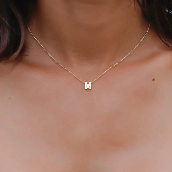 14K Gold Plated Initial Letter Necklace Necklaces GrindStyle