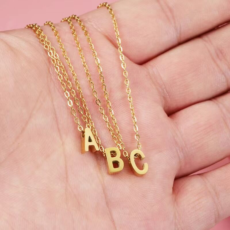14K Gold Plated Initial Letter Necklace Necklaces GrindStyle