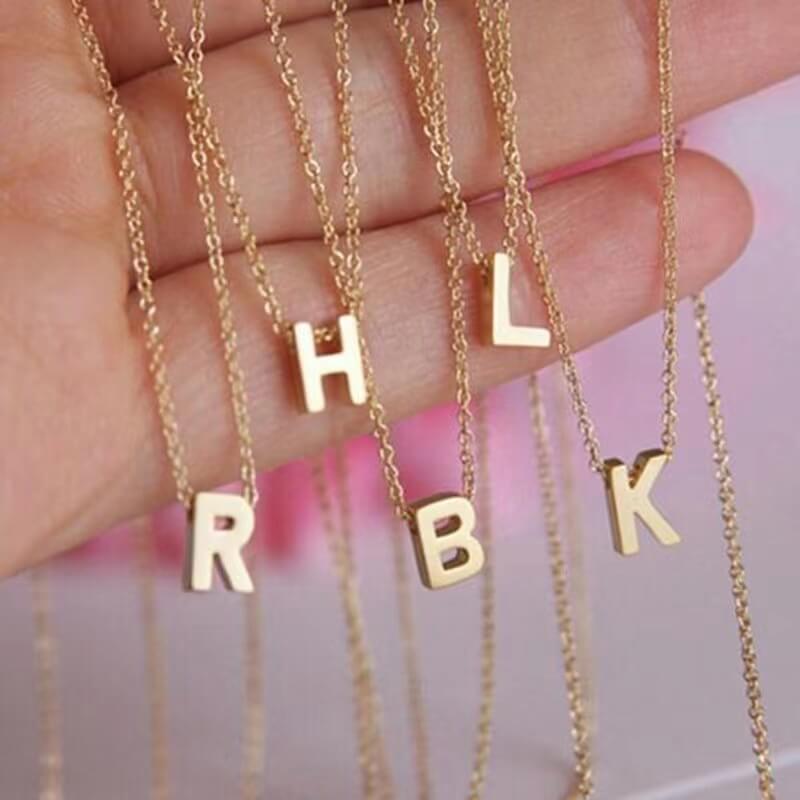 14K Gold Plated Initial Letter Necklace Necklaces GrindStyle