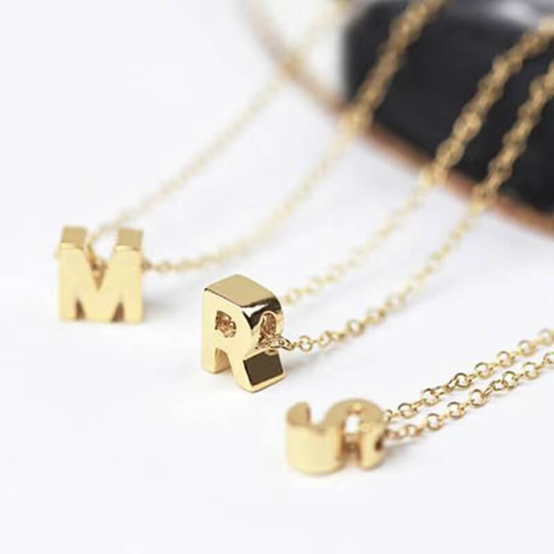 14K Gold Plated Initial Letter Necklace Necklaces GrindStyle