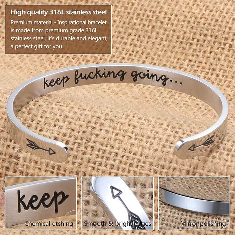 Keep Fucking Going Cuff Bracelet bracelets GrindStyle