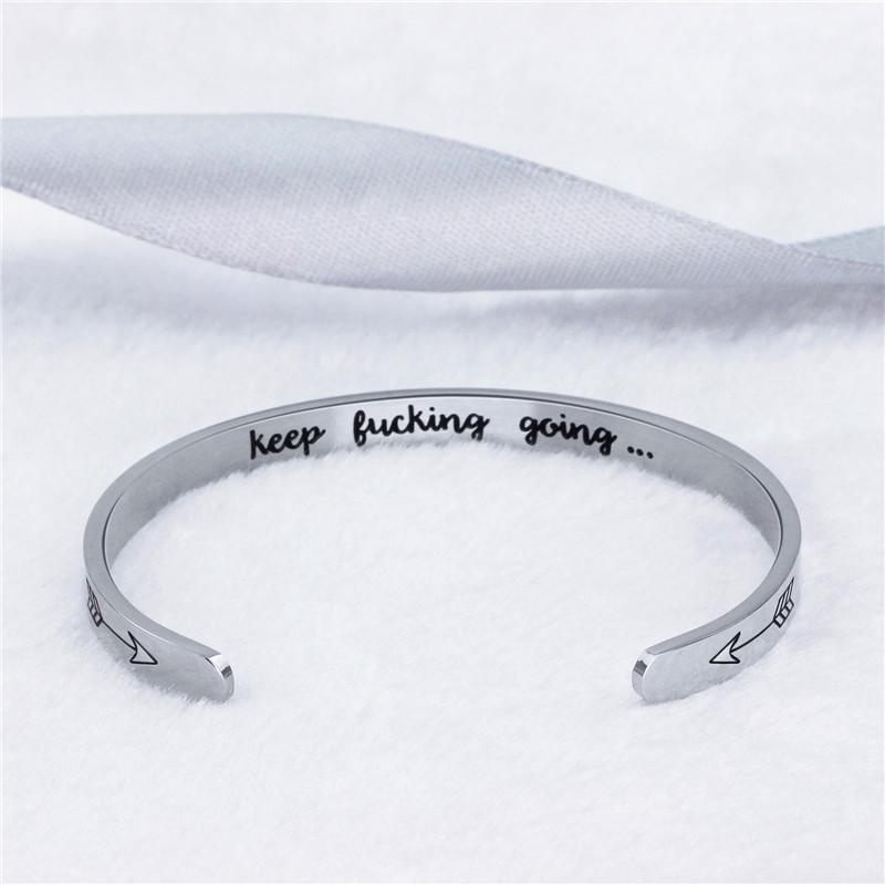 Keep Fucking Going Cuff Bracelet bracelets GrindStyle Silver