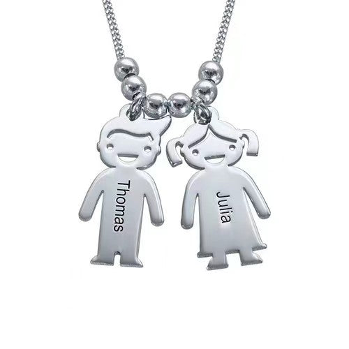 Mother's Necklace with Engraved Kids Charms necklace GrindStyle