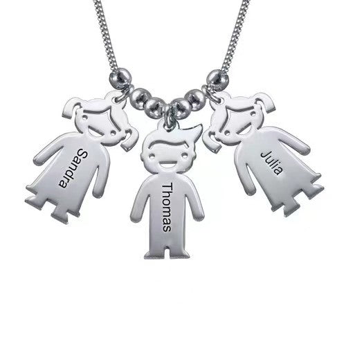 Mother's Necklace with Engraved Kids Charms necklace GrindStyle