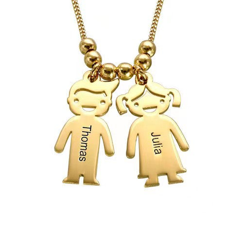 Mother's Necklace with Engraved Kids Charms necklace GrindStyle
