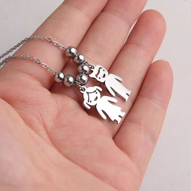 Mother's Necklace with Engraved Kids Charms necklace GrindStyle