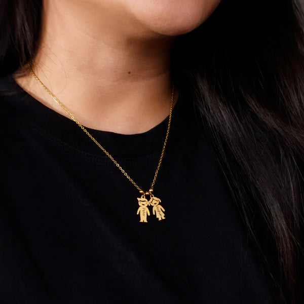 Mother's Necklace with Engraved Kids Charms necklace GrindStyle