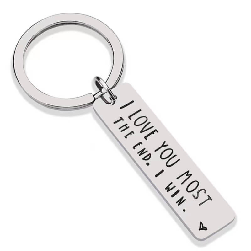 I Love You More/Most The End I Win Keychain with Message Card
