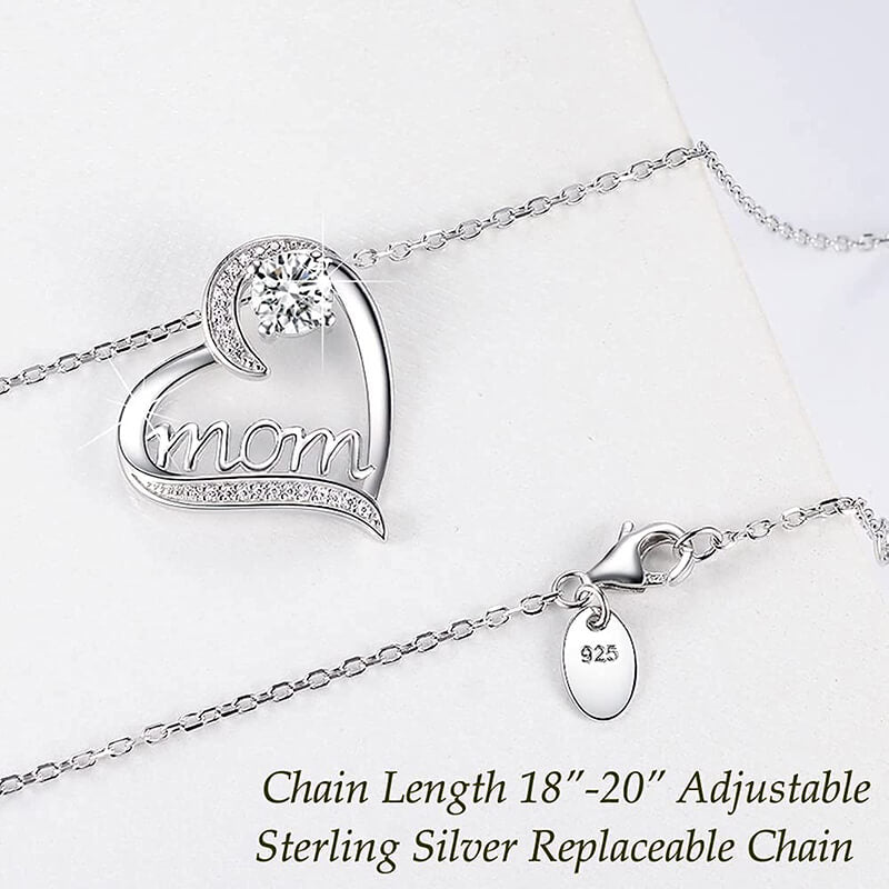 925 Sterling Silver Heart Necklace for Mom