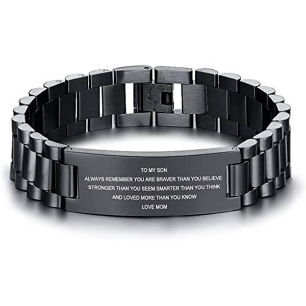 Inspirational To Son From Mom Bracelet - Always Remember You Are Braver... bracelets GrindStyle Black