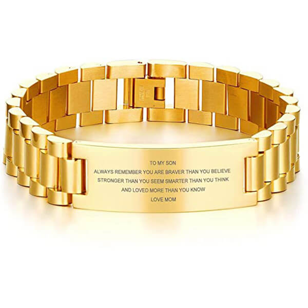 Inspirational To Son From Mom Bracelet - Always Remember You Are Braver... bracelets GrindStyle Gold