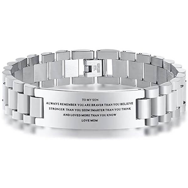 Inspirational To Son From Mom Bracelet - Always Remember You Are Braver... bracelets GrindStyle Silver