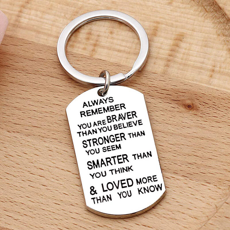 Always Remember You are Braver Than You Believe Inspirational Keychain Keychain GrindStyle