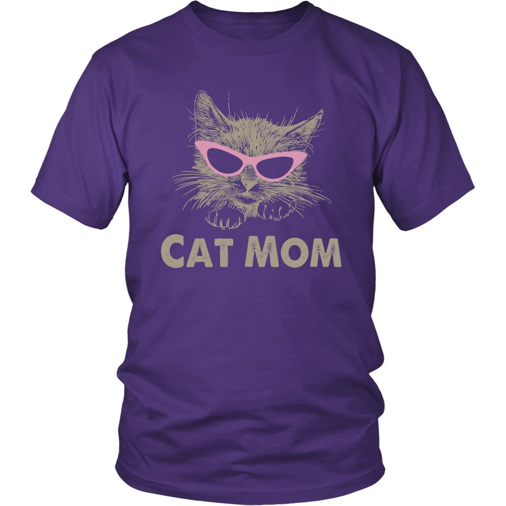 Cat Mom T-shirt teelaunch District Unisex Shirt Purple S