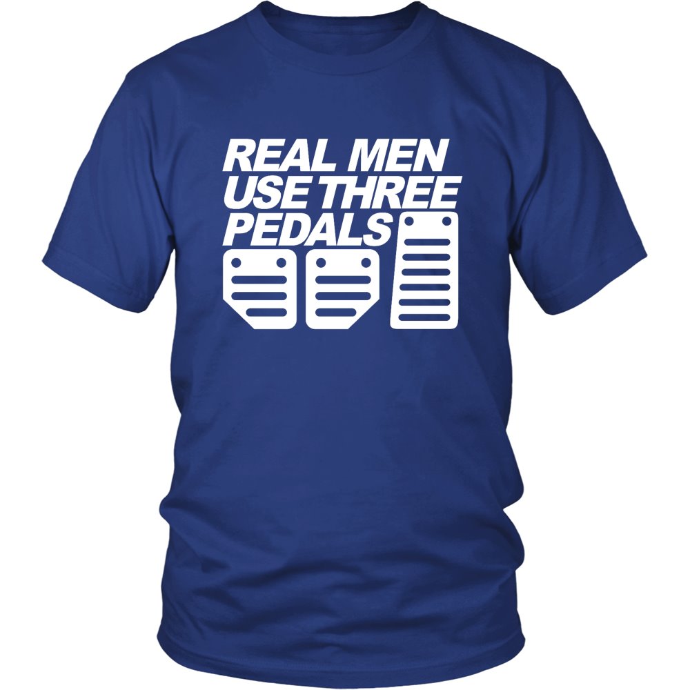Real Men Use Three Pedals T-shirt teelaunch District Unisex Shirt Royal Blue S