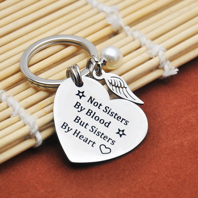 Not Sisters By Blood But Sisters By Heart Keychain Keychain GrindStyle