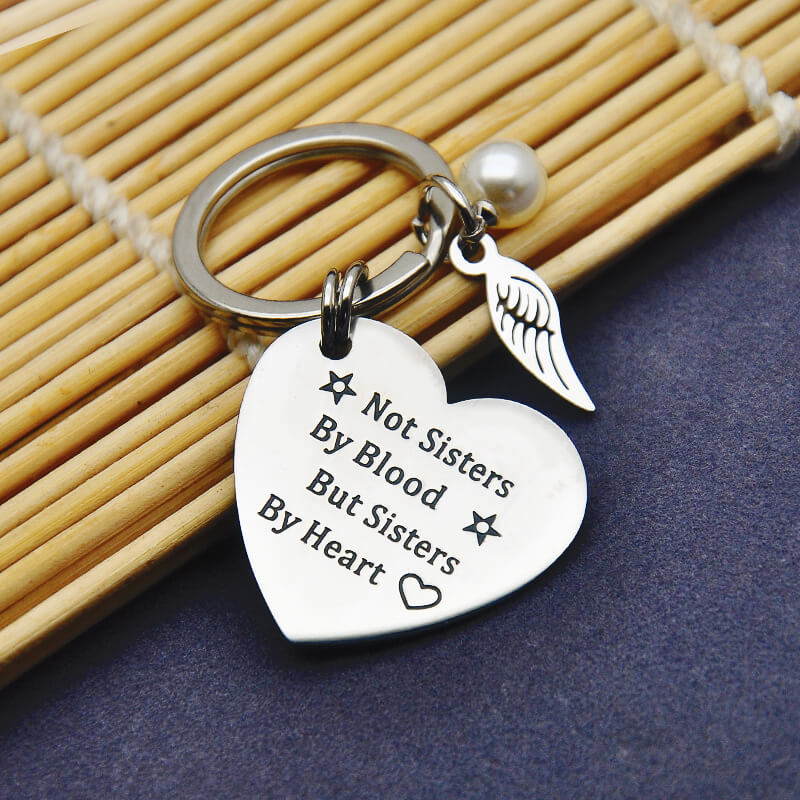 Not Sisters By Blood But Sisters By Heart Keychain Keychain GrindStyle
