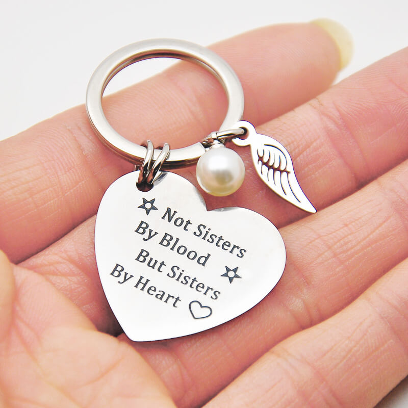Not Sisters By Blood But Sisters By Heart Keychain Keychain GrindStyle