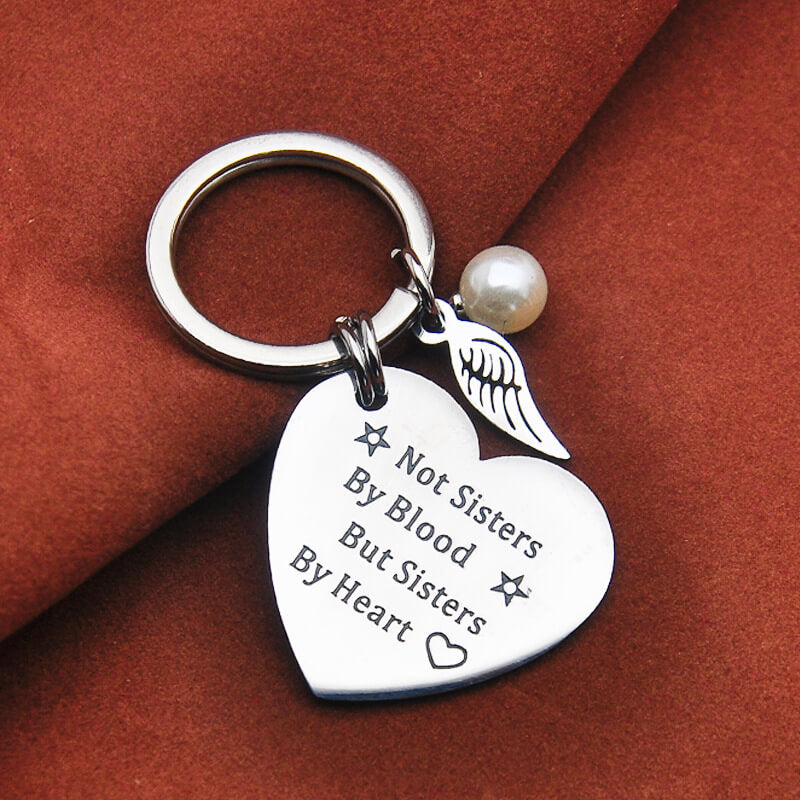 Not Sisters By Blood But Sisters By Heart Keychain Keychain GrindStyle 