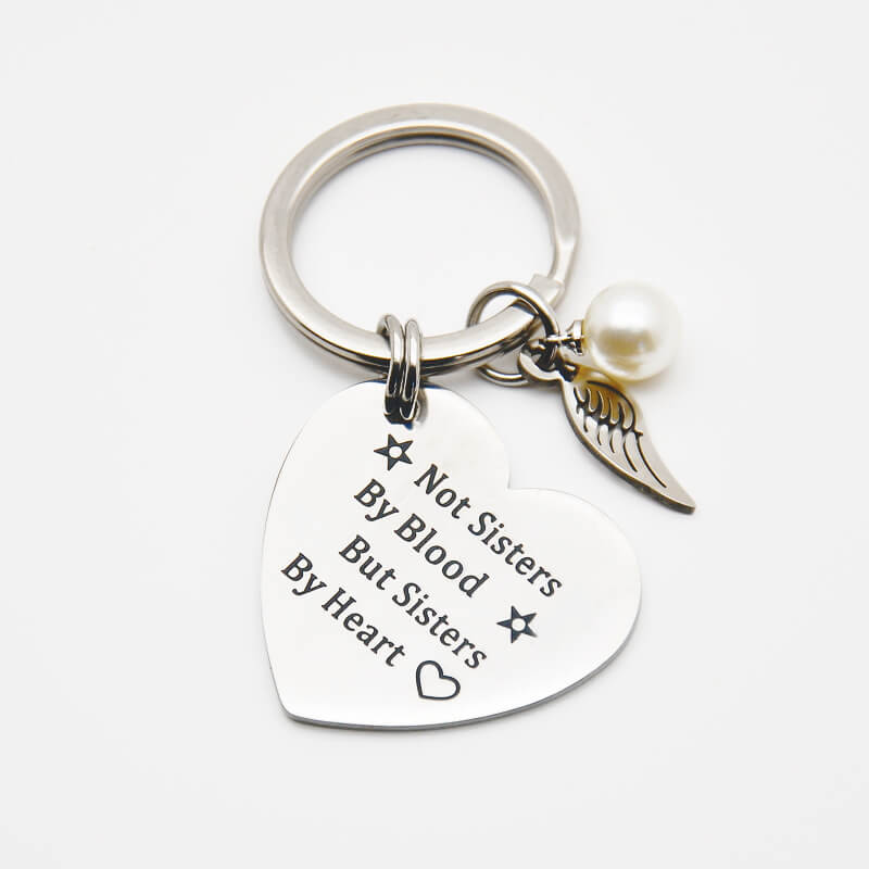 Not Sisters By Blood But Sisters By Heart Keychain Keychain GrindStyle