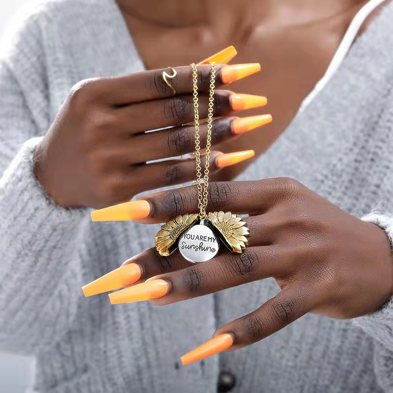You Are My Sunshine Sunflower Necklace GrindStyle
