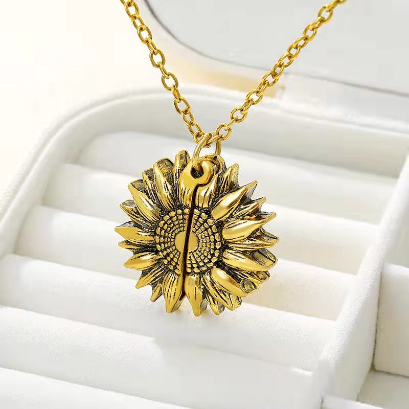 You Are My Sunshine Sunflower Necklace GrindStyle