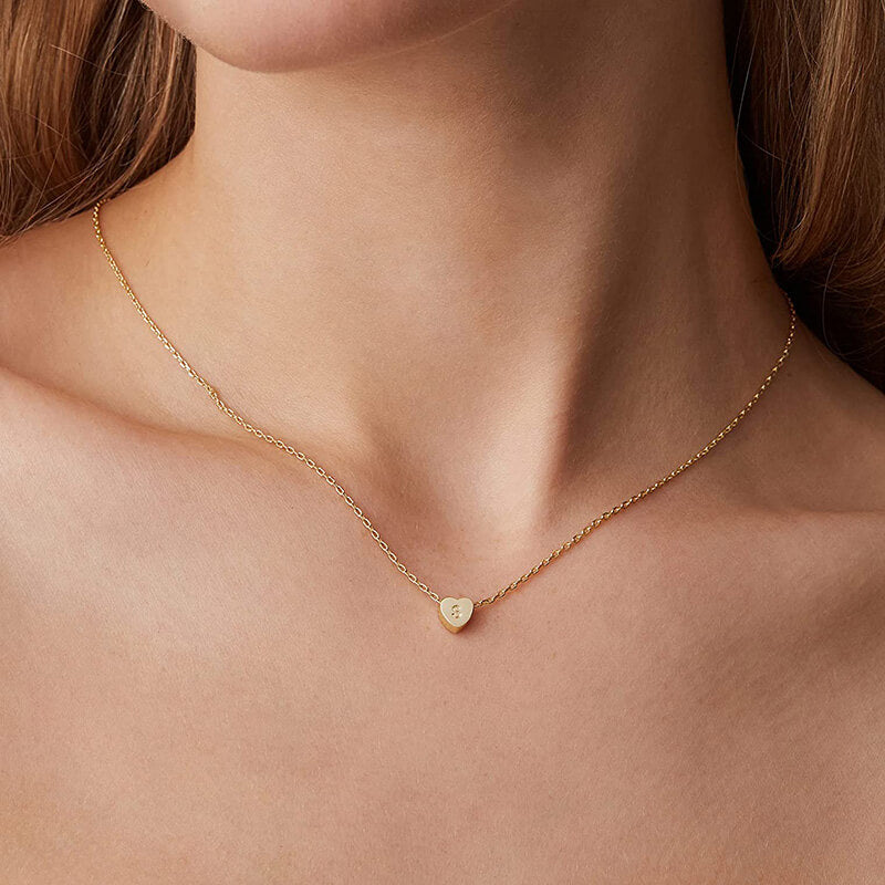 Personalized Dainty Initial Heart Necklace Necklaces GrindStyle