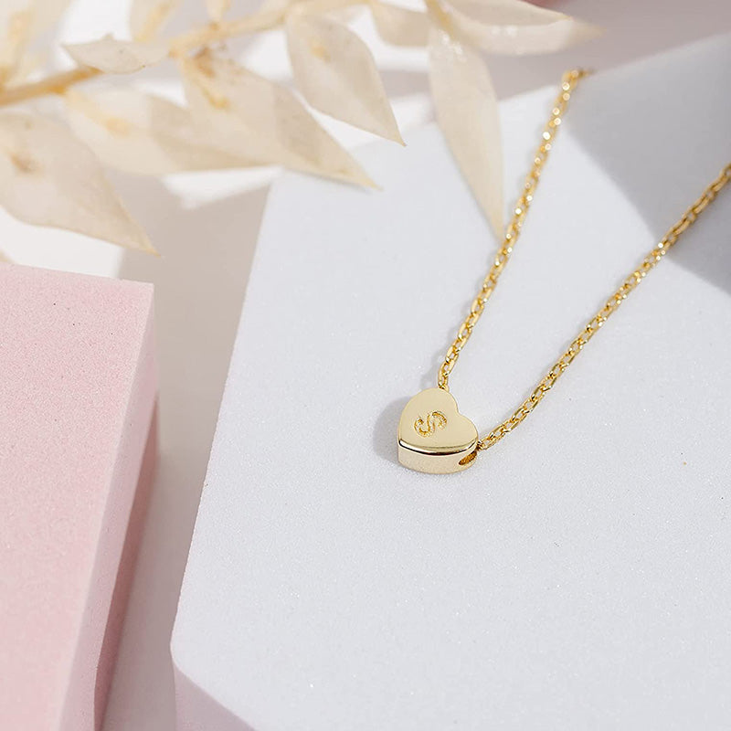 Personalized Dainty Initial Heart Necklace Necklaces GrindStyle