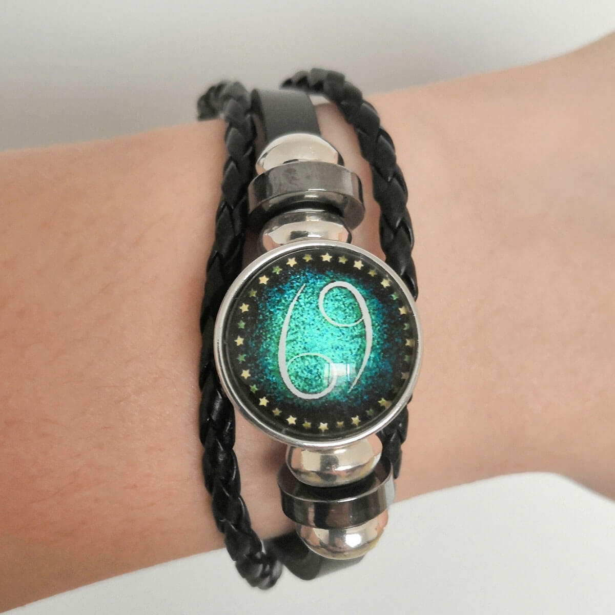 12 Zodiac Signs Handmade Leather Bracelet bracelets GrindStyle Cancer