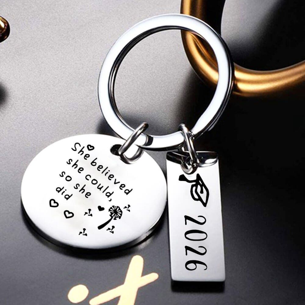 She believed she could so she did - 2026 Graduation Keychain