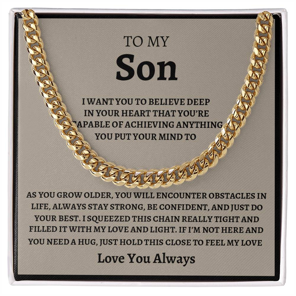 To My Son - Feel My Love - Cuban Link Chain Necklace