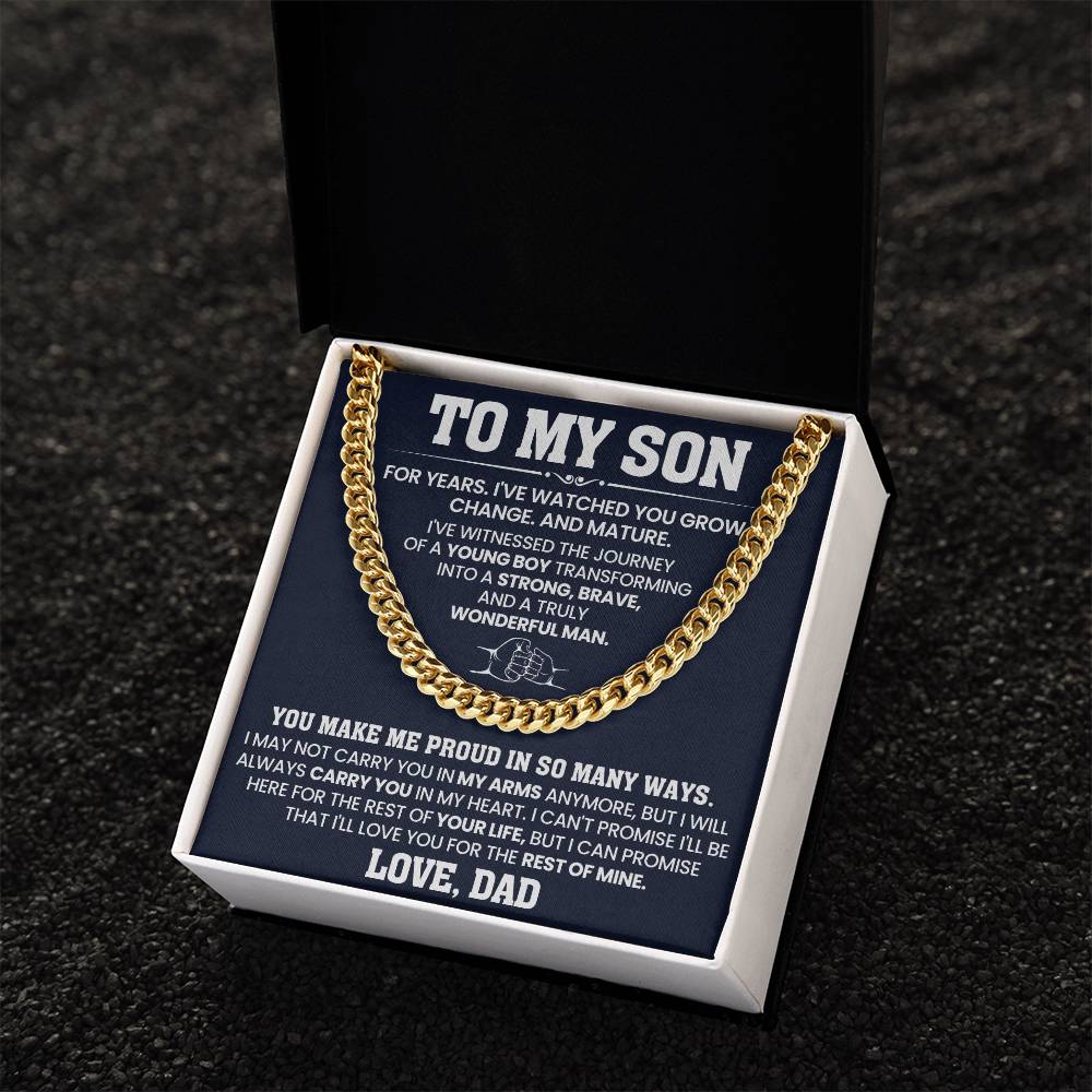 To My Son Cuban Link Chain - You Make Me Proud