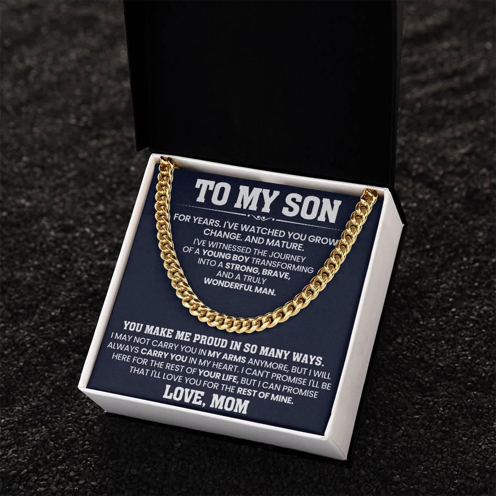 To My Son Cuban Link Chain From Mom- You Make Me Proud