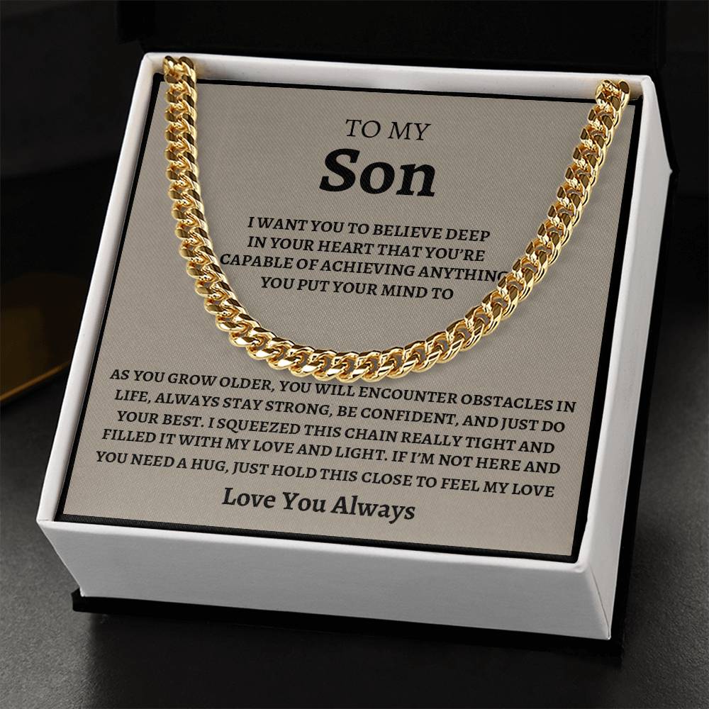 To My Son - Feel My Love - Cuban Link Chain Necklace