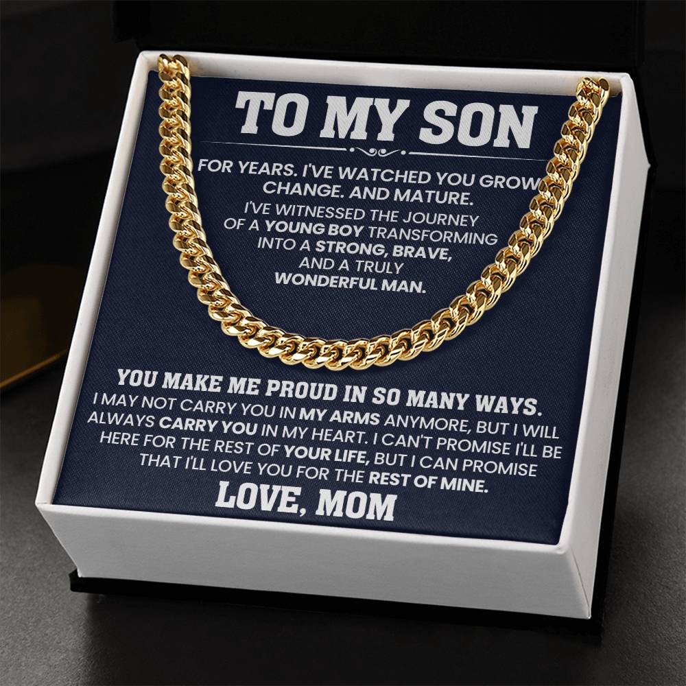 To My Son Cuban Link Chain From Mom- You Make Me Proud