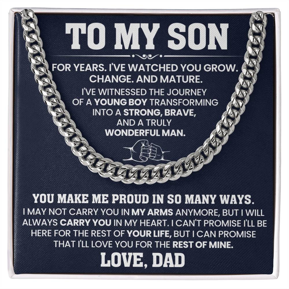 To My Son Cuban Link Chain - You Make Me Proud