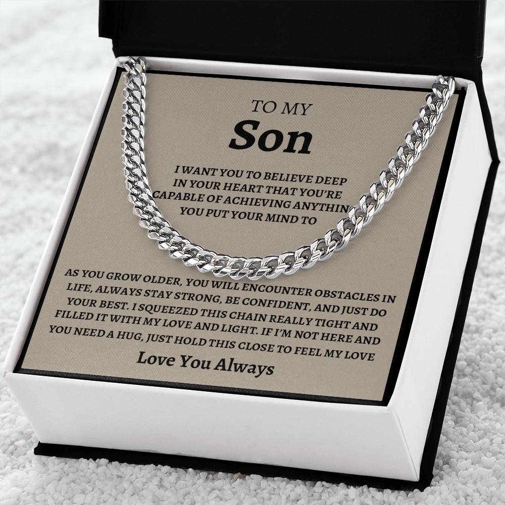 To My Son - Feel My Love - Cuban Link Chain Necklace