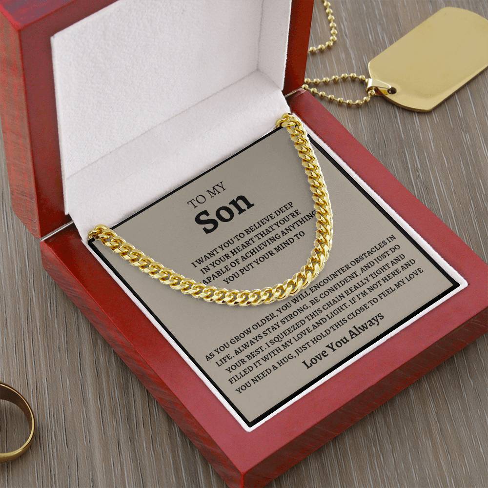 To My Son - Feel My Love - Cuban Link Chain Necklace