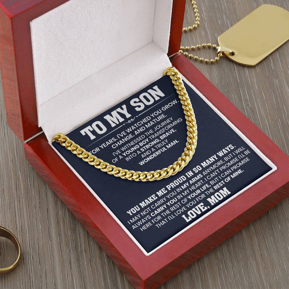 To My Son Cuban Link Chain From Mom- You Make Me Proud