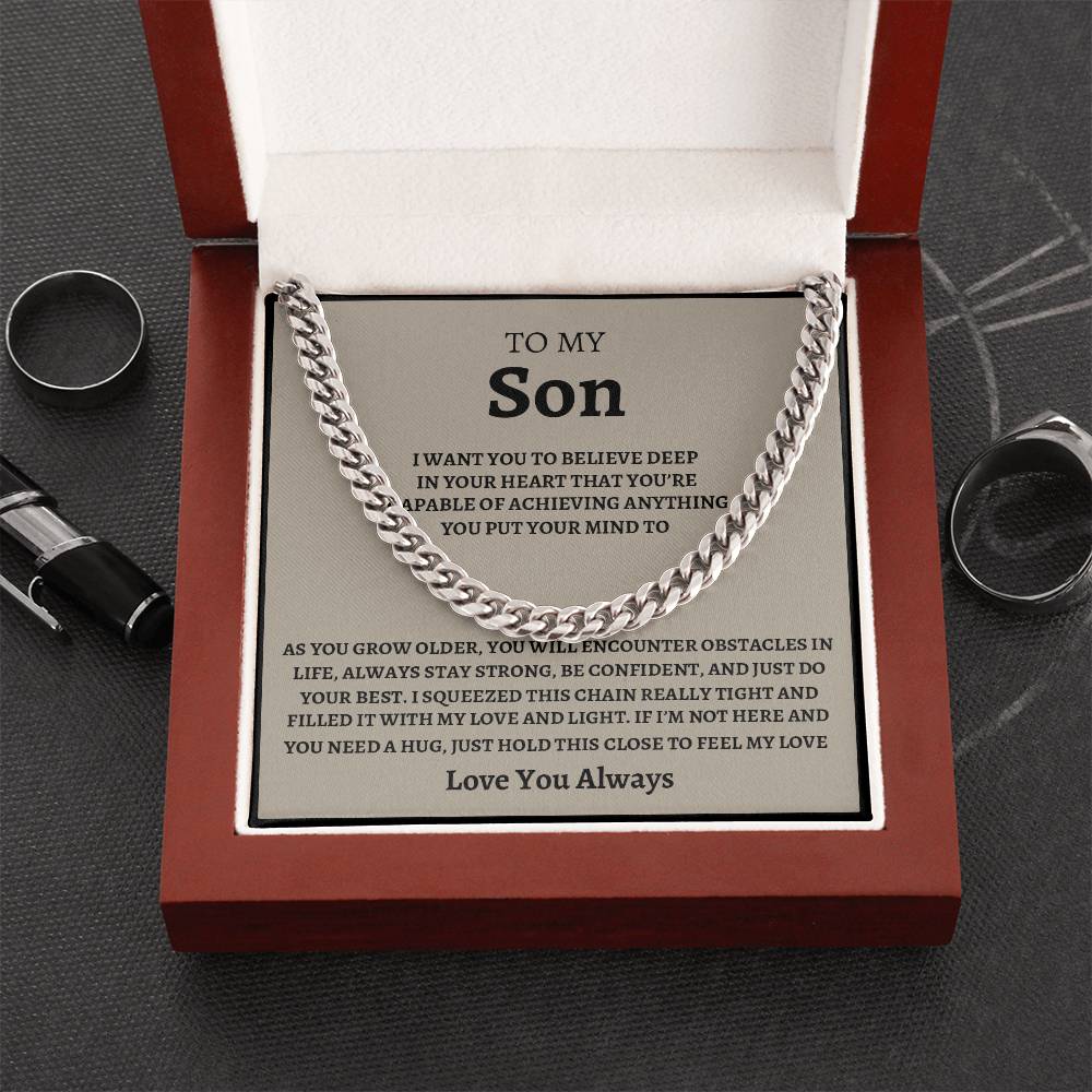 To My Son - Feel My Love - Cuban Link Chain Necklace