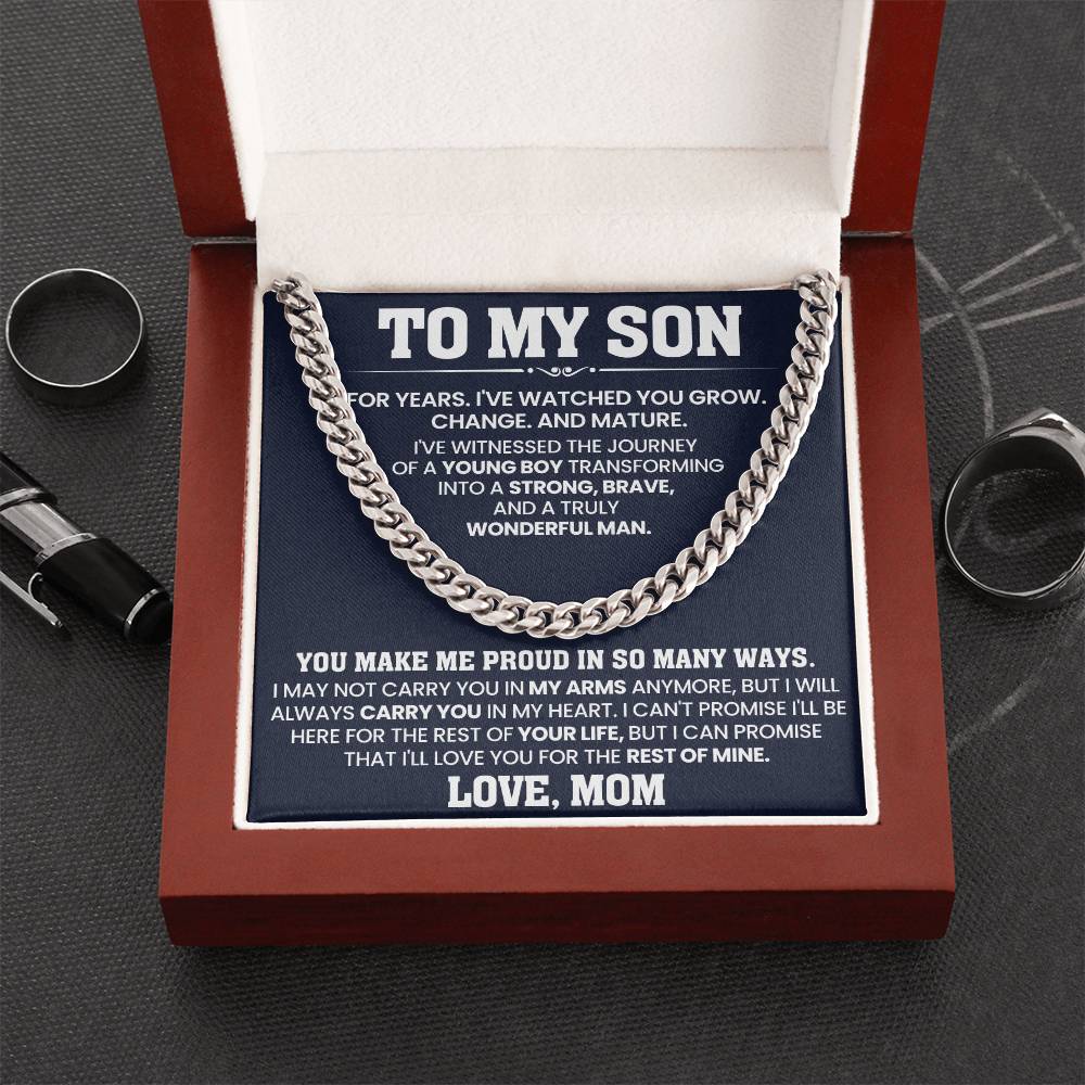 To My Son Cuban Link Chain From Mom- You Make Me Proud