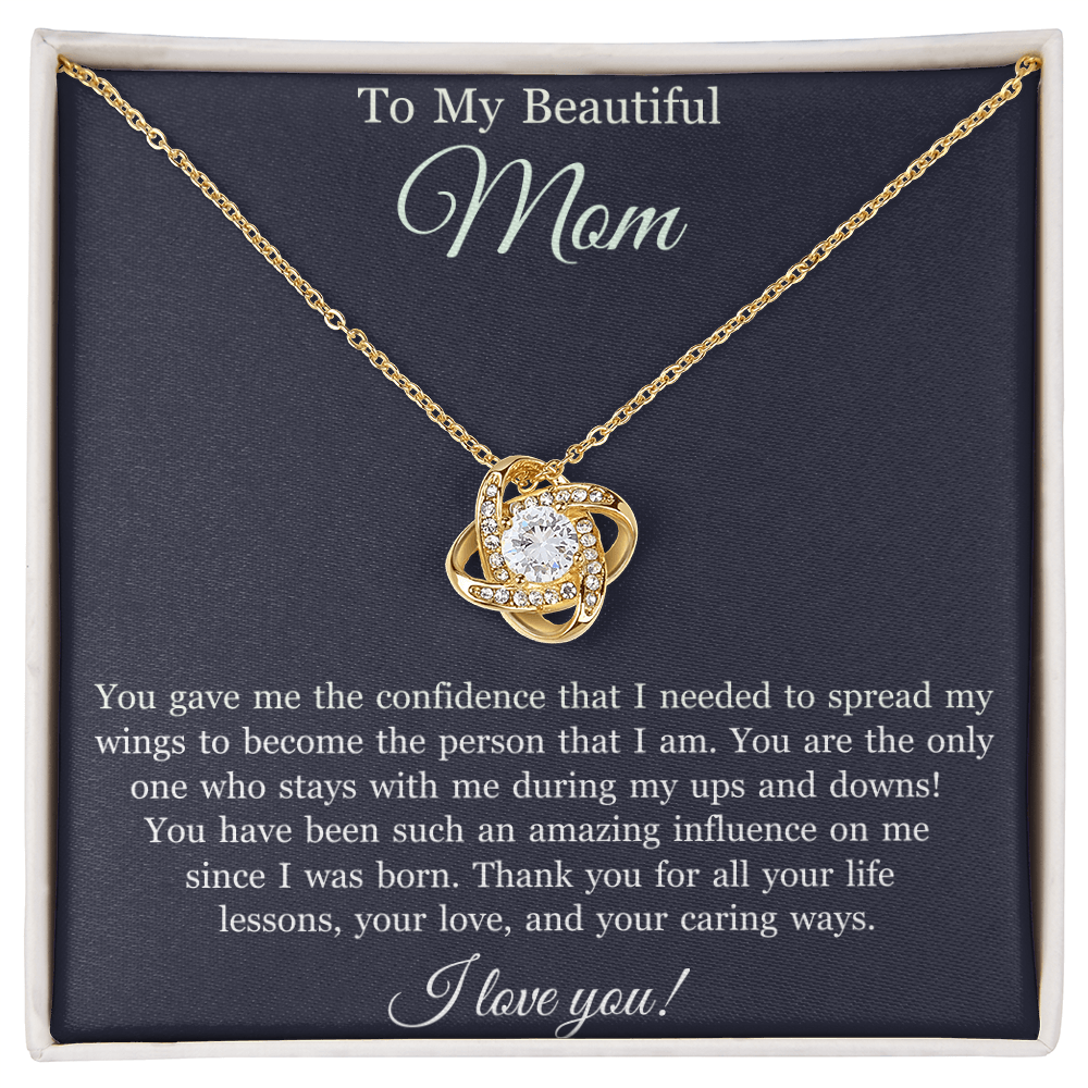 To My Beautiful Mom Love Knot Necklace