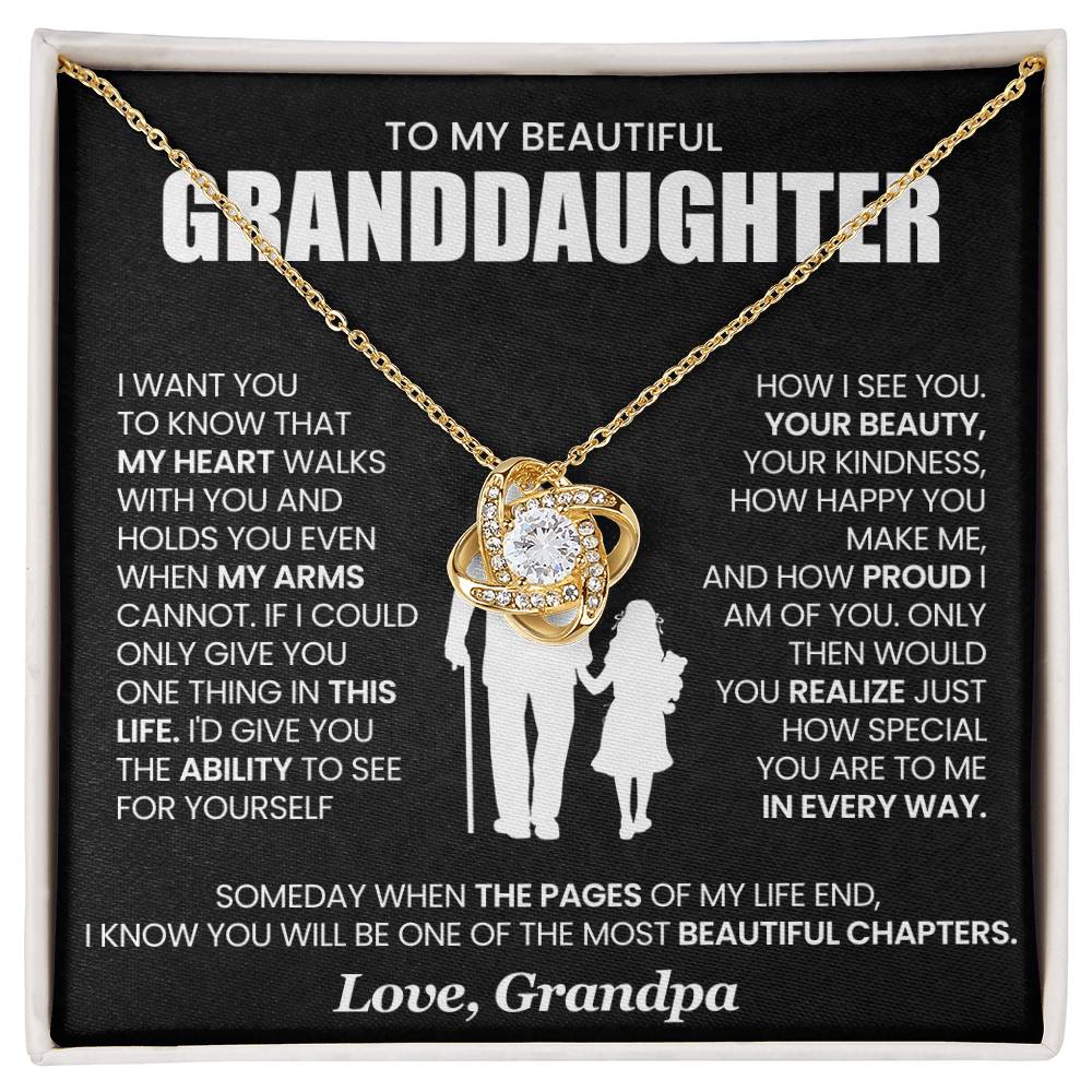 To My Beautiful Granddaughter Love Knot Necklace - Most Beautiful Chapters