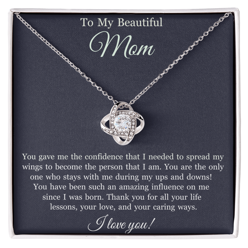 To My Beautiful Mom Love Knot Necklace