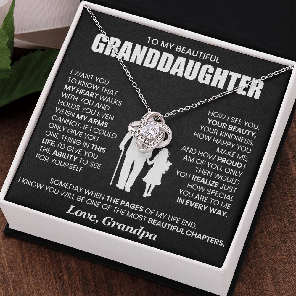 To My Beautiful Granddaughter Love Knot Necklace - Most Beautiful Chapters