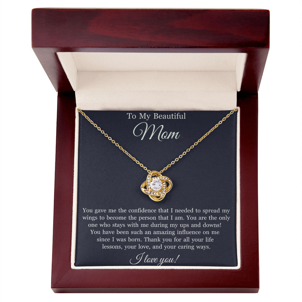 To My Beautiful Mom Love Knot Necklace