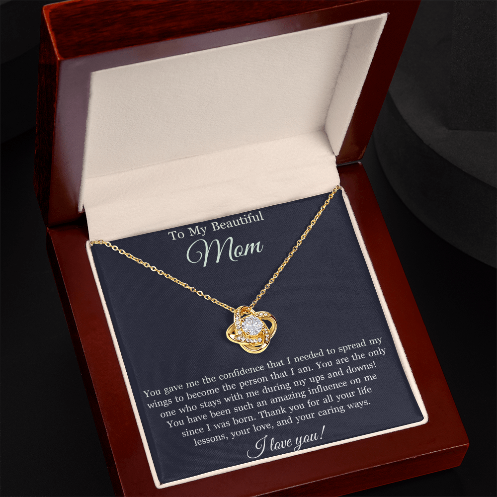 To My Beautiful Mom Love Knot Necklace