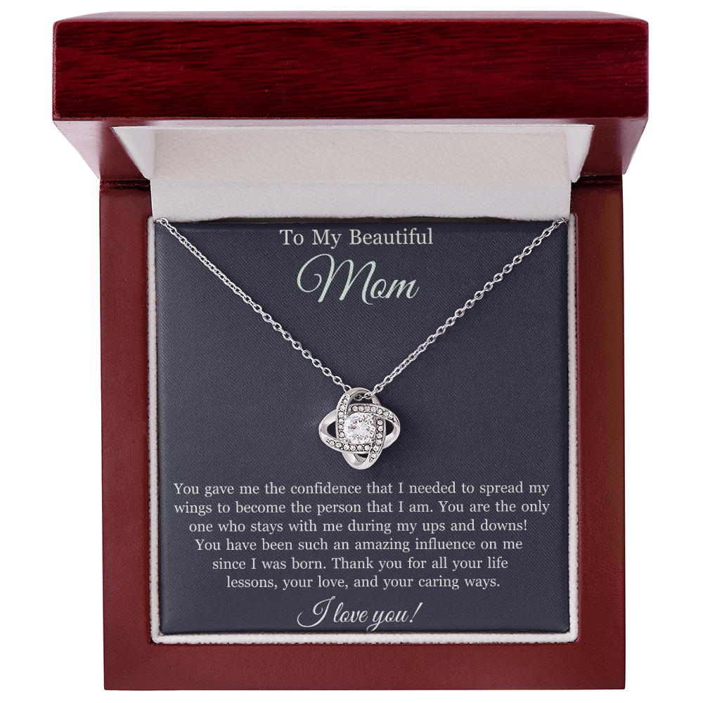 To My Beautiful Mom Love Knot Necklace